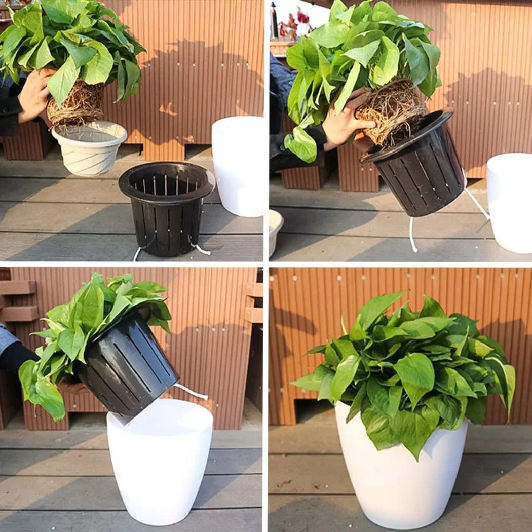 Lazy Plants Flower Pot Imitation Porcelain Home Garden Decor Automatic Water Absorption Self Watering Pot For Plants