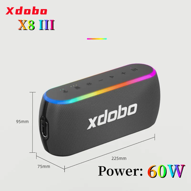 Imagem -06 - Caixa de Som Xdobo X8iii 60w Alto-falante Bluetooth de Alta Potência 3d Baixo Estéreo Bluetooth Speaker Portátil Ipx7 Impermeável Adequado para