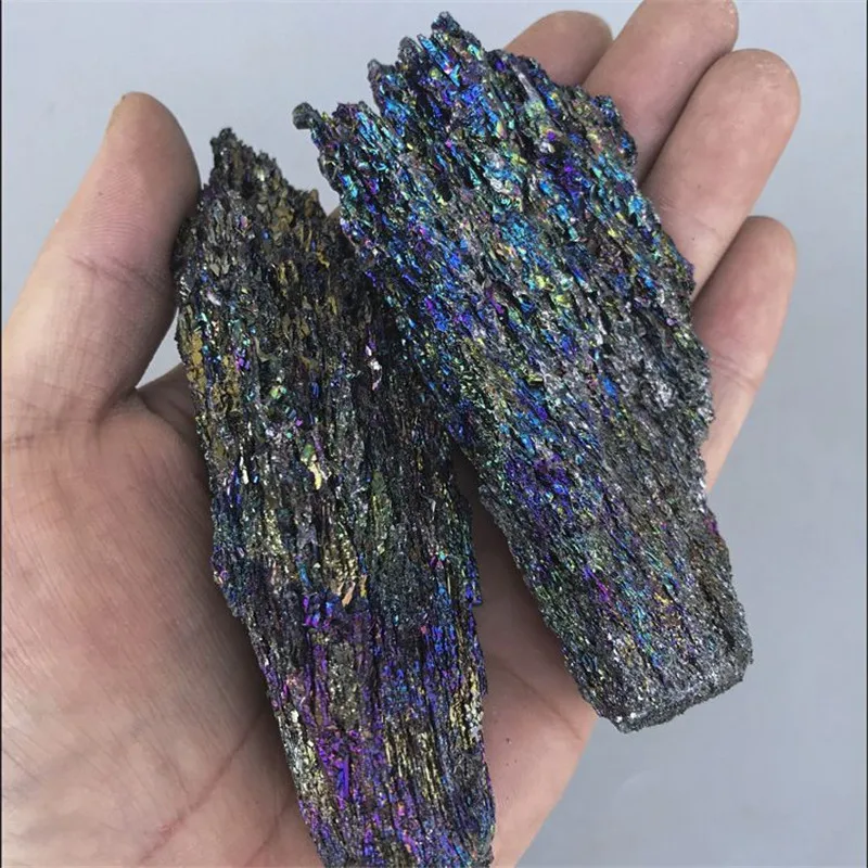 100g Colorful Carborundum Natural Stone Specimen Silicon Carbide Black Quartz Crystal Mineral Sample Home Decor Collectibles