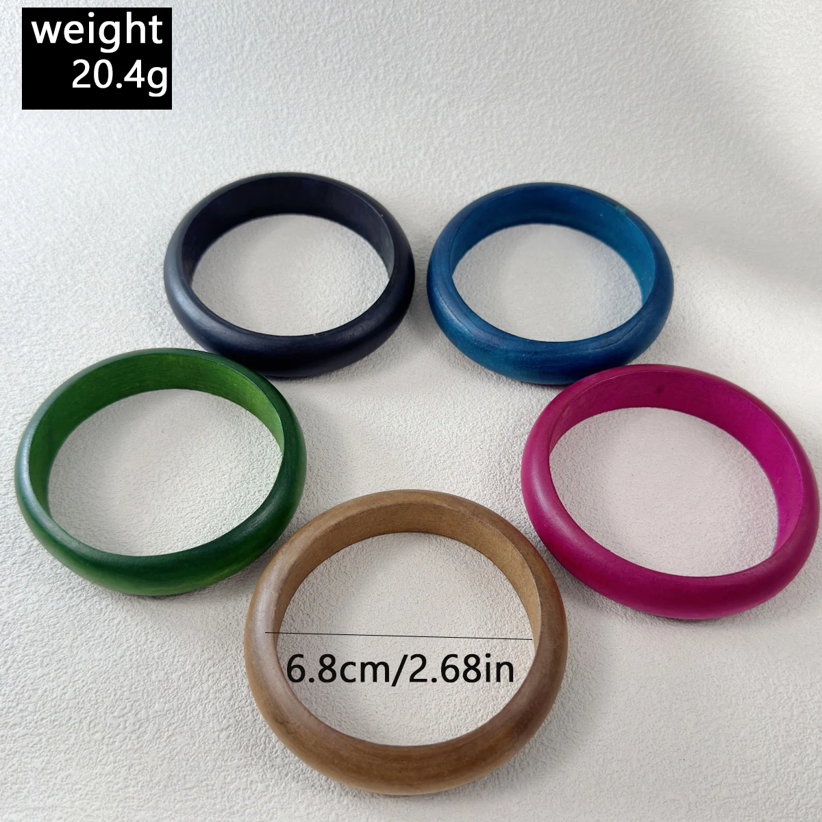Tocona Trendy Simple Colorful Solid Wood Bangle Plain Round Edge Wooden Bracelet Versatile Vacation Casual Accessories For Women
