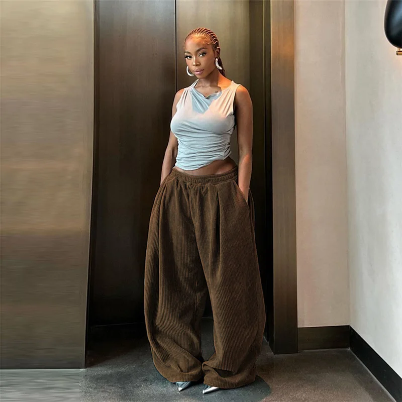 2025 Autumn and Winter Women's Clothing New Fashion Street High Waist Loose Straight Casual Trousers