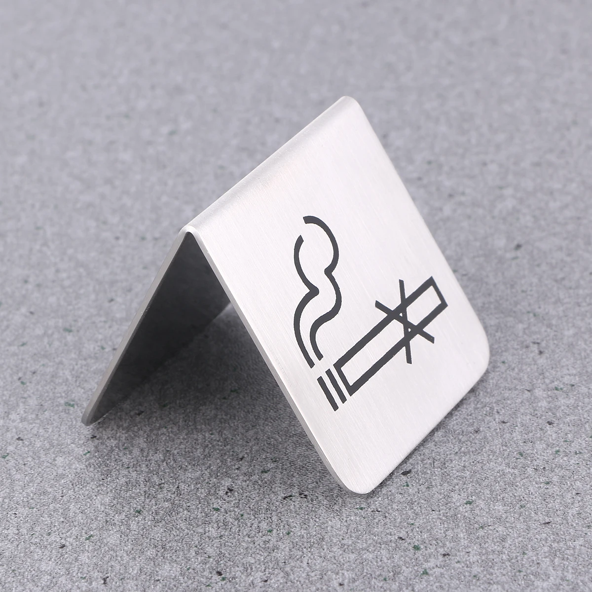 

No Smoking Sign for Door Stainless Steel Signs Tabletop Tent Tents Silver Tables Doublesided