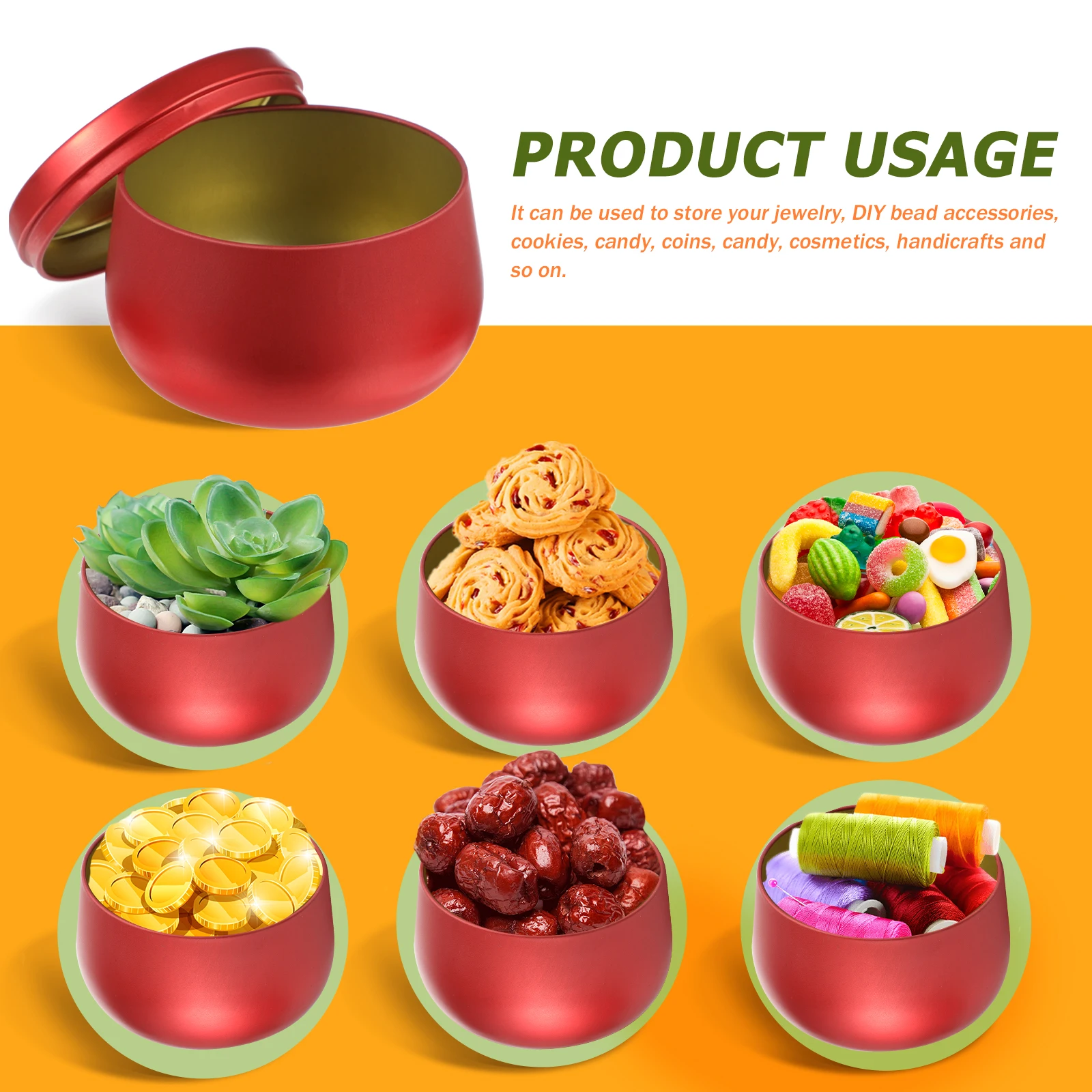 

8pcs Tea Tin Can Round Candy Storage Box Craft Beads Jewelry Canister For Gift Tea Leaves Crafts Organizing Container