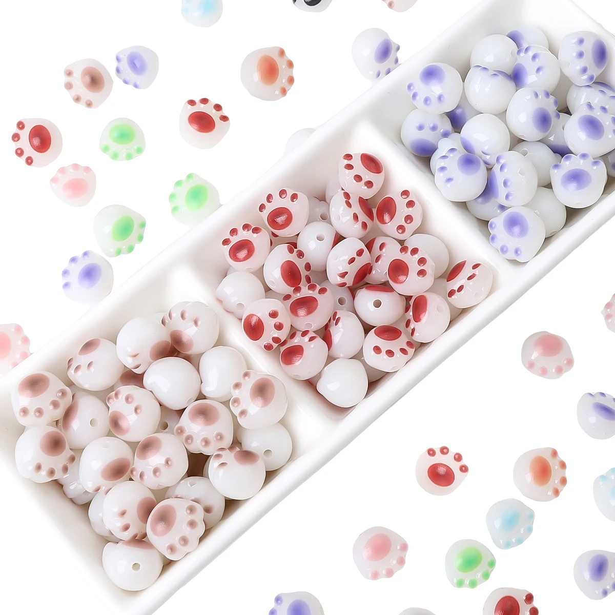 10/20pcs Acrylic Charcoal Grilled Cute Cat Claw Beads Unique Scattered Beads Handmade DIY Jewelry Bracelets Earrings Accessories