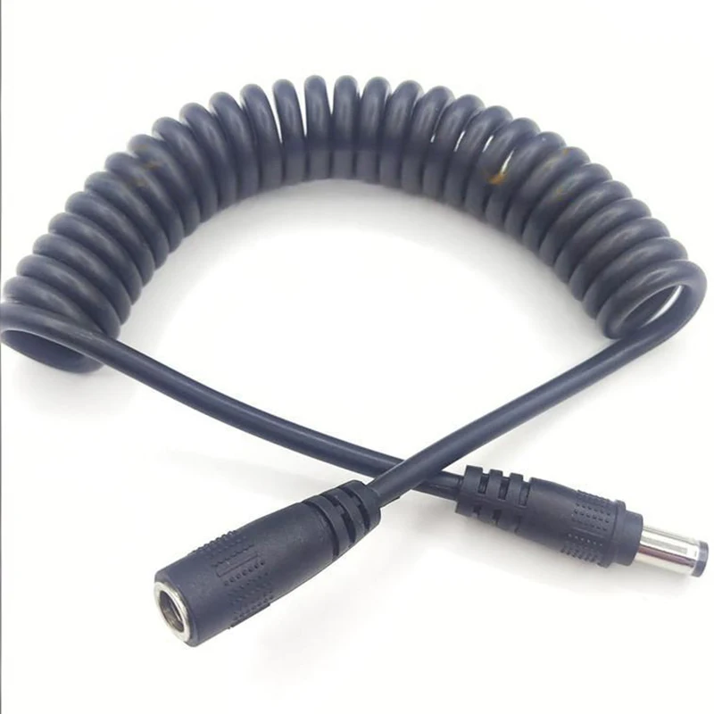 Elbow DC5521 Spring Wire Power Cable Stretchable Copper DC 5.5x2.5 Male to Female Extension Cord DC 2.5x2.1 Spring Line
