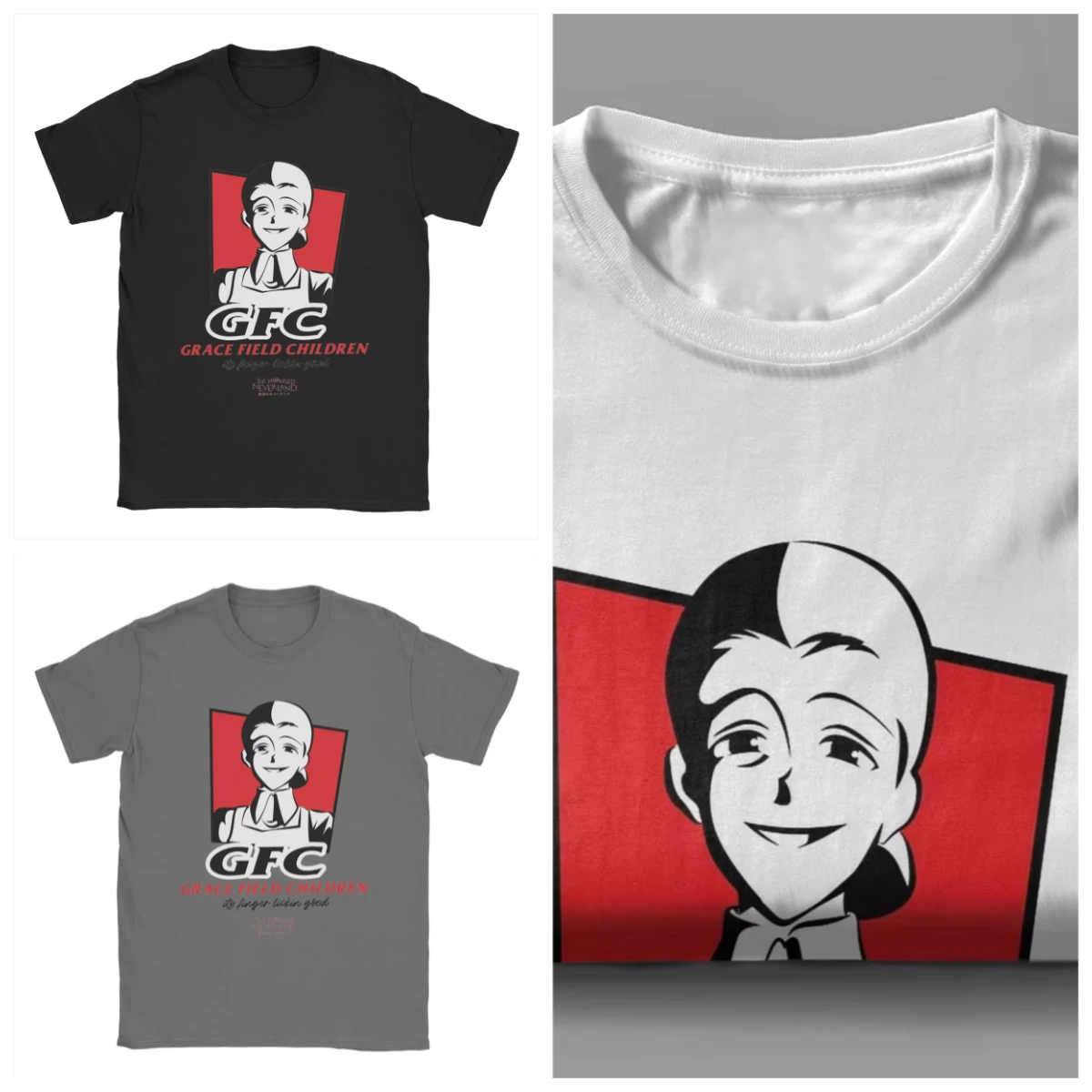 

Детские футболки The Promised Neverland Grace Field для мужчин, винтажная футболка с аниме, футболки с короткими рукавами, одежда