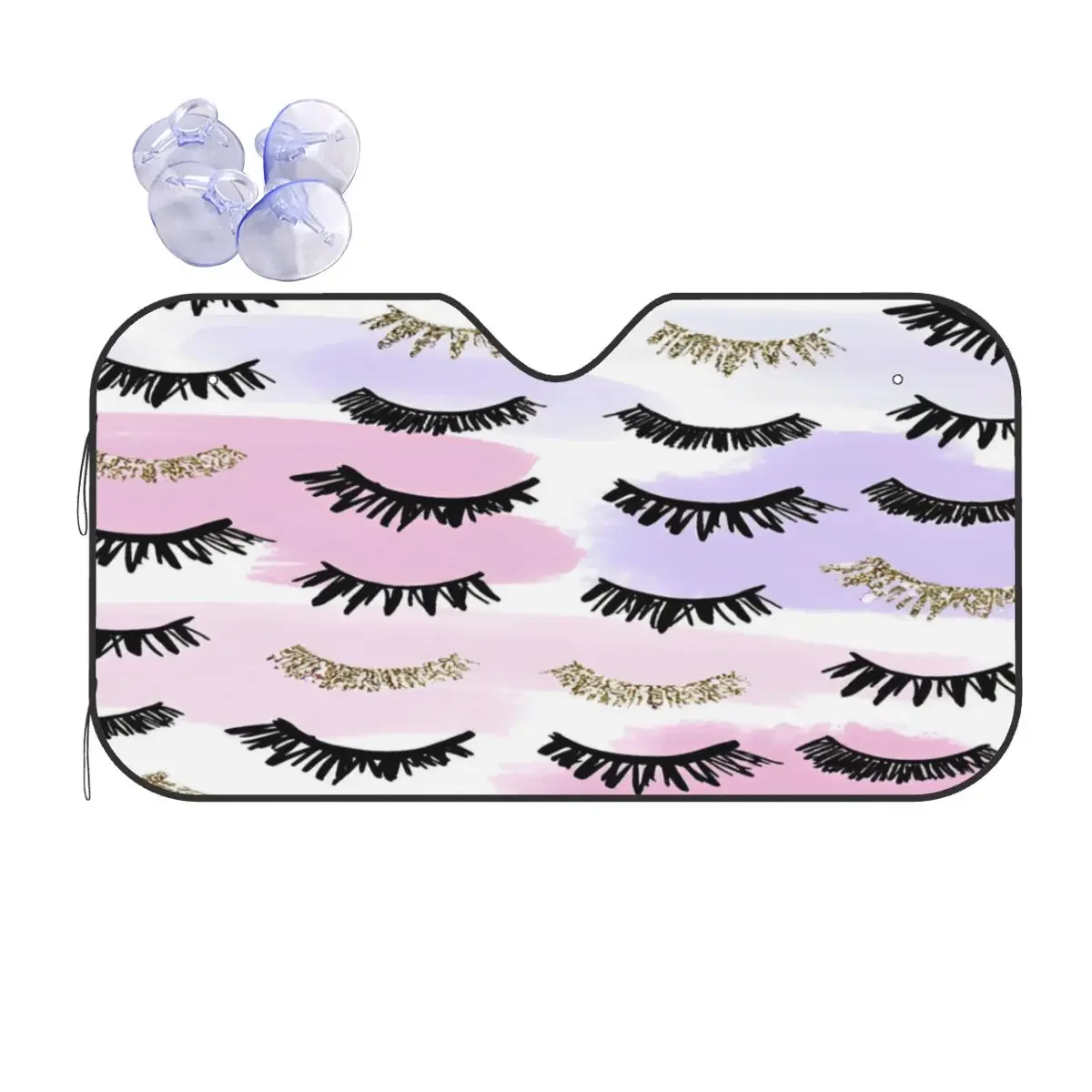 

Eyelash Cute Windshield Sunshade Retractable Car Front Windshield 76x140cm Car Sunshade Heat Reflector