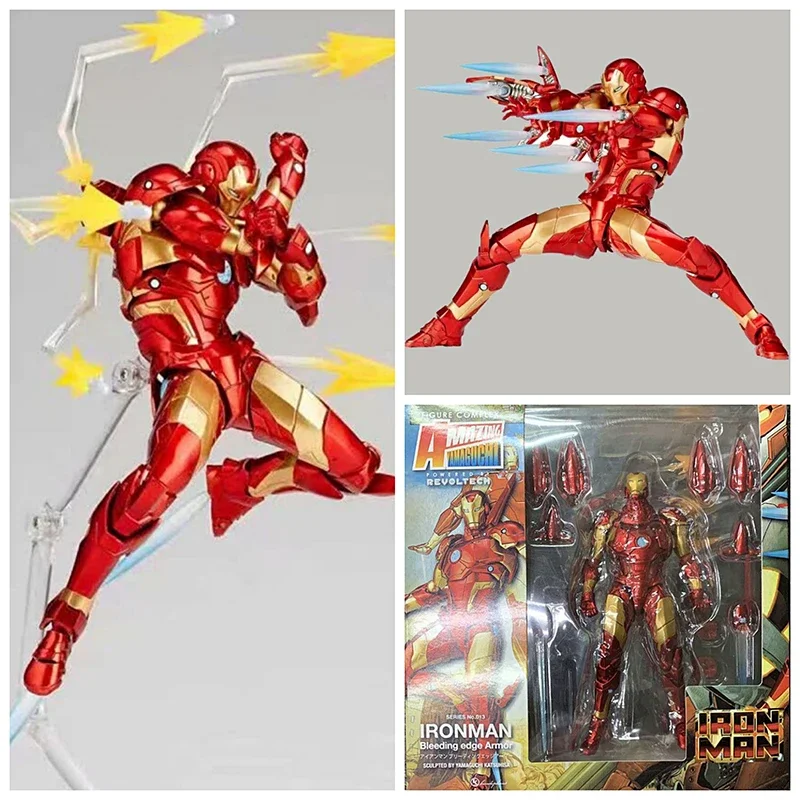 Hot Toys Yamaguchi Revoltech No.013 Iron Man MK37 Bleeding Edge Armor Action Figure Model Toys Joint Movable Doll Christmas Gift