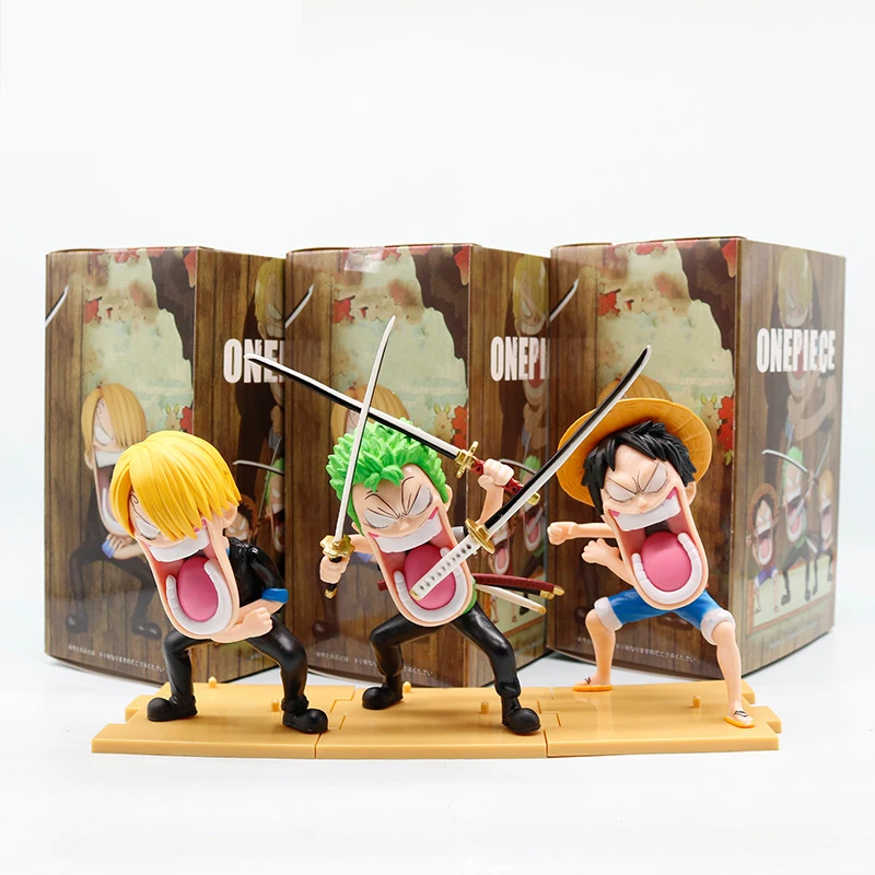 

Luffy Figures Three Captains Sanji Monkey D Luffy Roronoa Zoro Action Figure The Hungry Trio PVC Anime Blind Box Model Toys