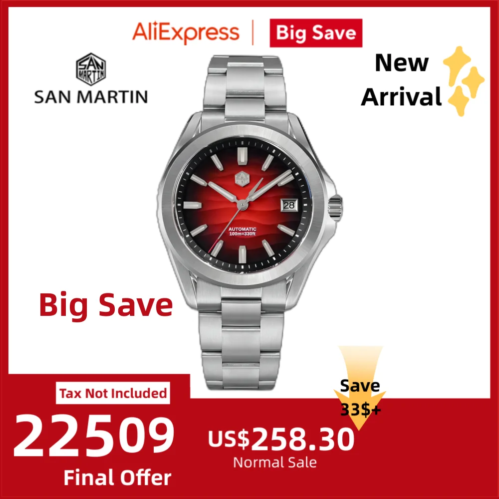 

San Martin 39 мм NH35 Desert Dune Dial мужские автоматические механические часы платье 3H окошко даты водостойкий светящийся сапфир SN0129C