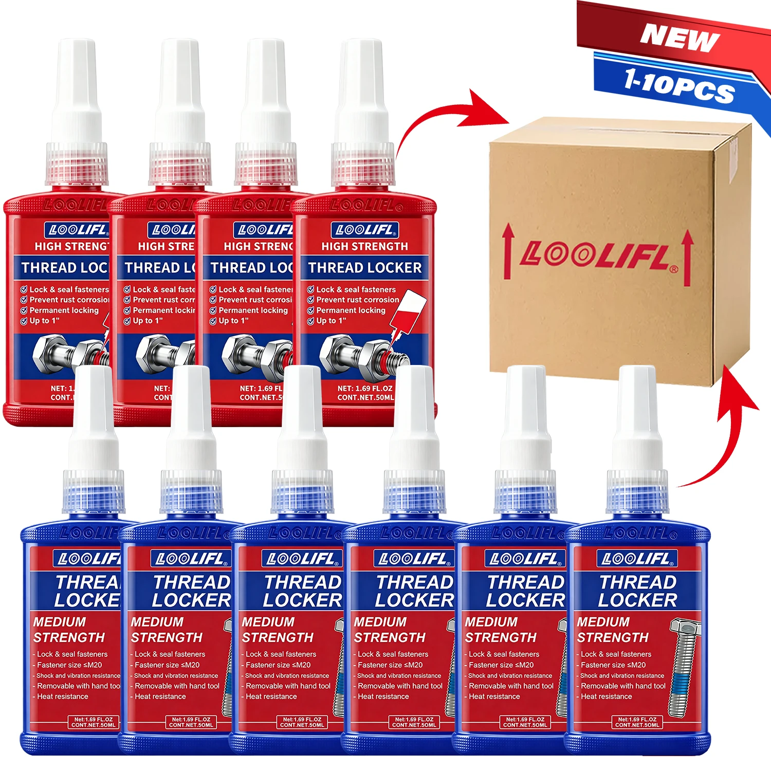 50ML 1-10PCS 243 Threadlocker 271 Anaerobic Screw Adhesive Anti Loose Glue Anti Vibration Anti Rust For Metal Bolt Nut Sealant