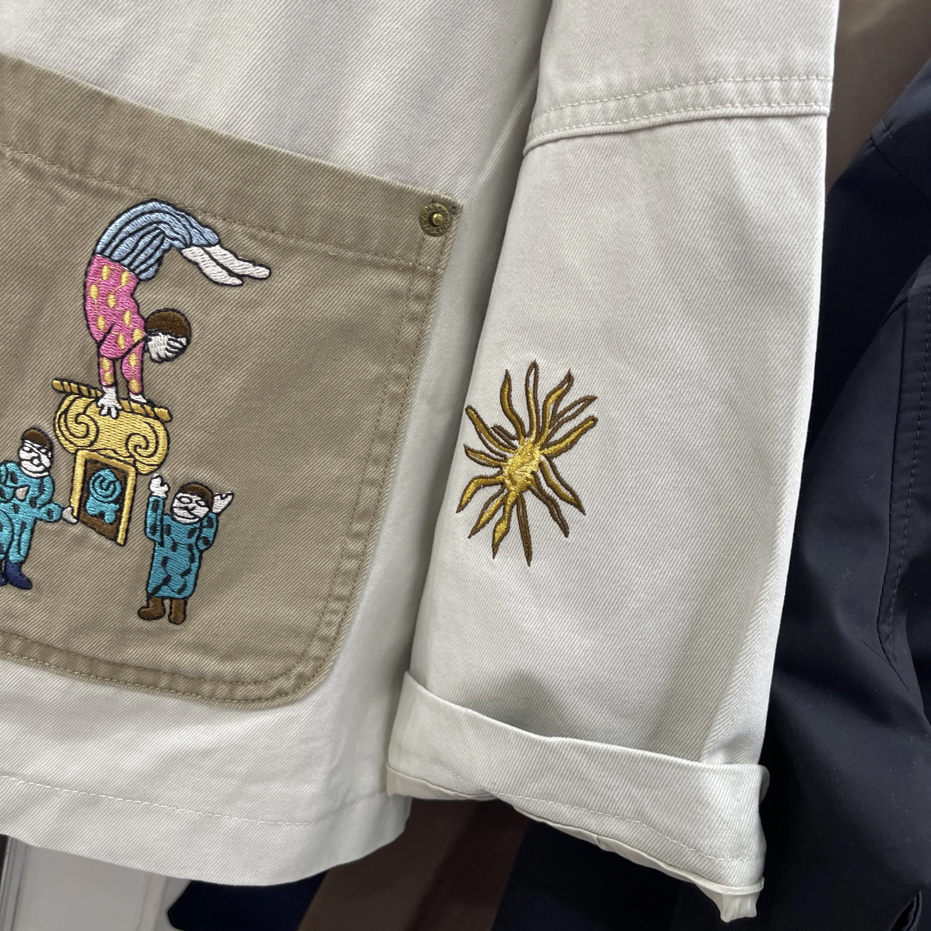 2025 New Designer Nomadic Style Contrast Color Cartoon Embroidery Pattern Lapel Jacket Loose Coat Women Autumn Jacket