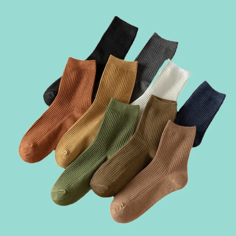 

2/5 Pairs New Pure Cotton Long Socks Women's Socks Pure Cotton Middle Tube Socks Winter Trendy Long Socks Pile Socks