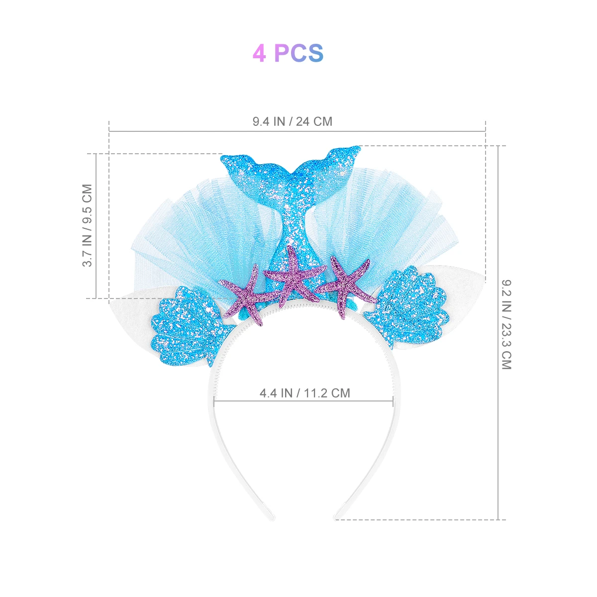 

4Pcs Mermaid Fashionable Bands Glitter Birthday Party Hair Bands Hoop Supply Carnival Hair Hoop Christmas
