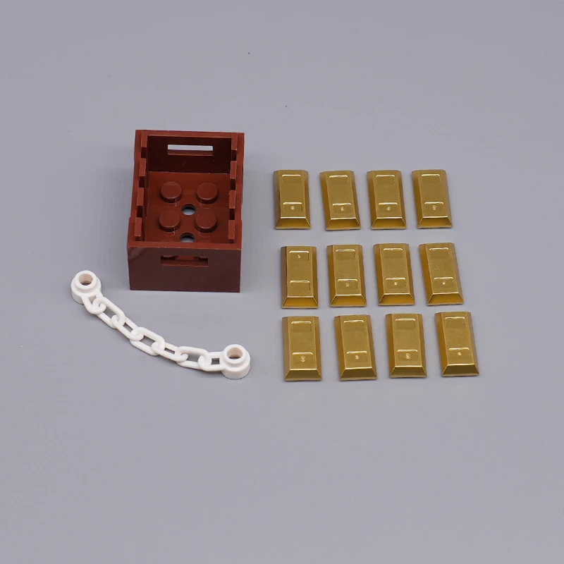 MOC Creative Building Blocks Dollar Cents Money Coins Cash Bill City Gold Silver Treasure Chests Bricks 3069 30385 Printed Tile