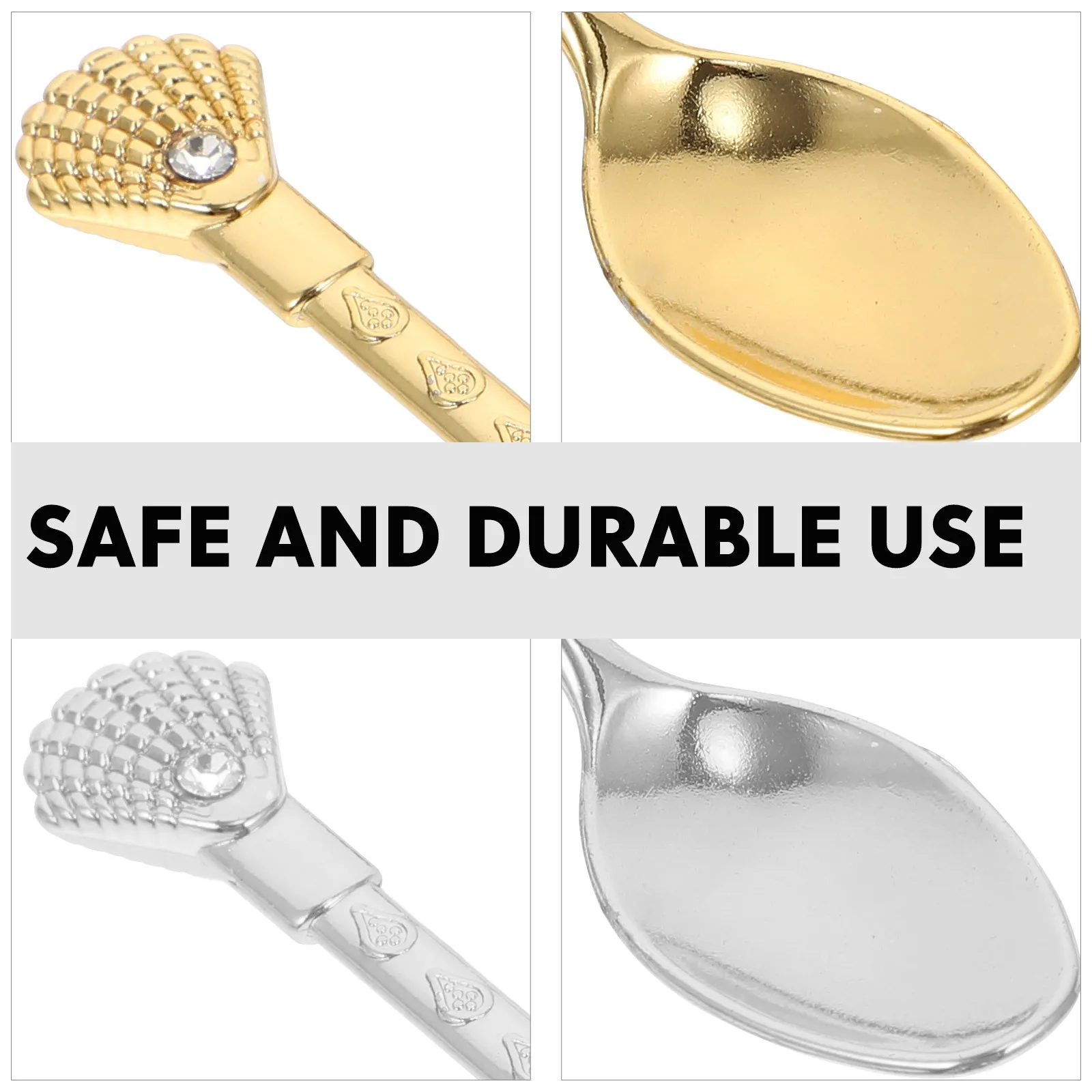 

2pcs Coffee Spoons Zinc Alloy Dessert Spoons For Stirring Mixing Smooth Safe Simple Design Small Spoon Home Kitchen Use