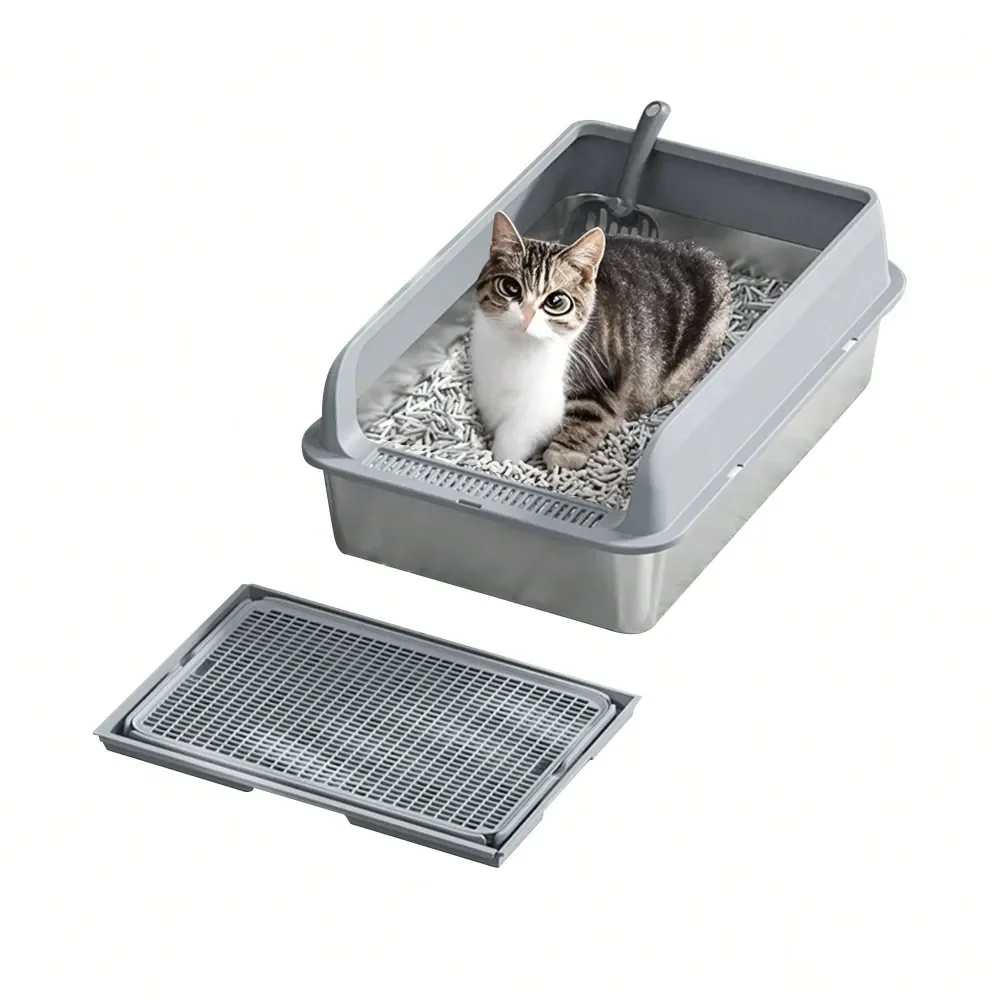 

Cat Litter Box Litter Box Cat AccessoriesCovered Litter Box, 8 Deep Stainless Steel Cat Litter Box Large Litter Boxes XL Metal C