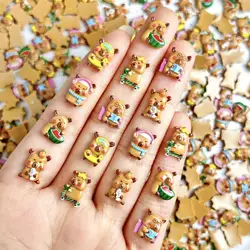 50Pcs Creative Funny Luminous Guinea Pig Nail Charms Cartoon Realistic Brown Hamster Nail Art Decorations DIY Hair Clip Nails