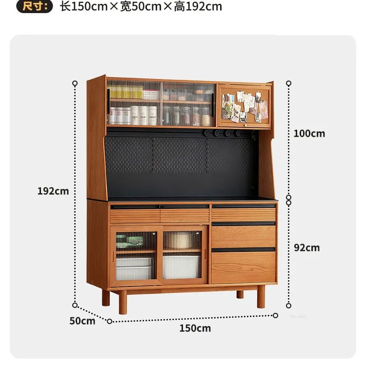Nordic Solid Wood Dining Side Cabinet Japanese Cherry Wood Integrated Wall Mounted Household Kitchen Storage Cupboard
