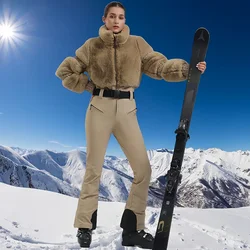 One-piece Ski Suit Outdoor Sports Snowboard Suit Slim Thermal Hoodie Skiing Jumpsuits Winter Women Windproof Waterproof Snow Set