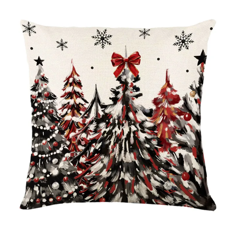 2026 Merry Christmas Cushion Cover Lovely Santa Claus Penguin Deer Print for Sofa Bed Chair Christmas Home Decor Christmas Gift