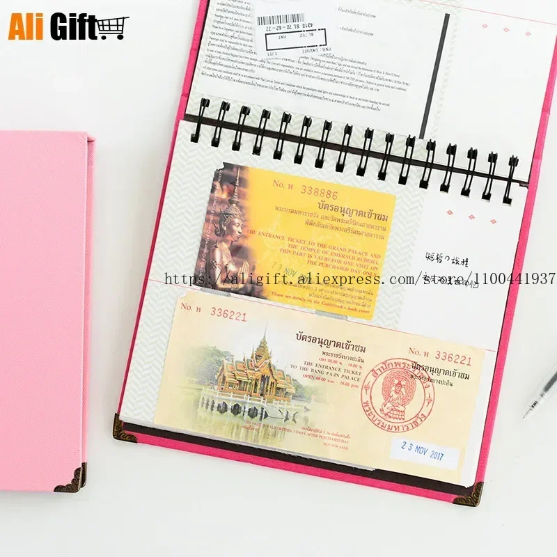 Handmade PU Leather DIY Album for Concert Tickets Collection Money Paper Movie Travel Craft Fashion Design
