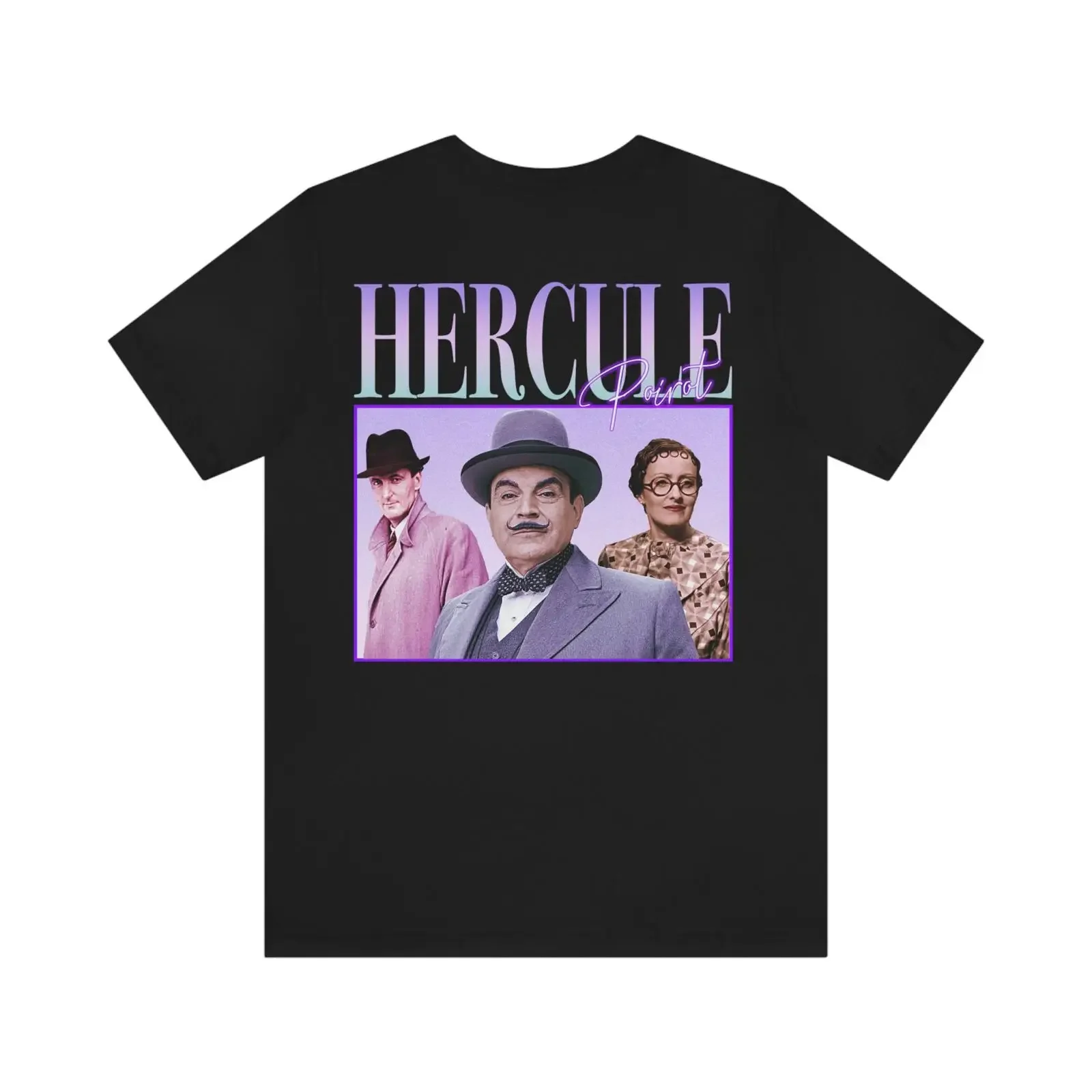 90 amp 39 s Retro style T shirt Hercule Poirot Back Print vintage Washed Versatile Soft Comfortable Top For Everyday Wear