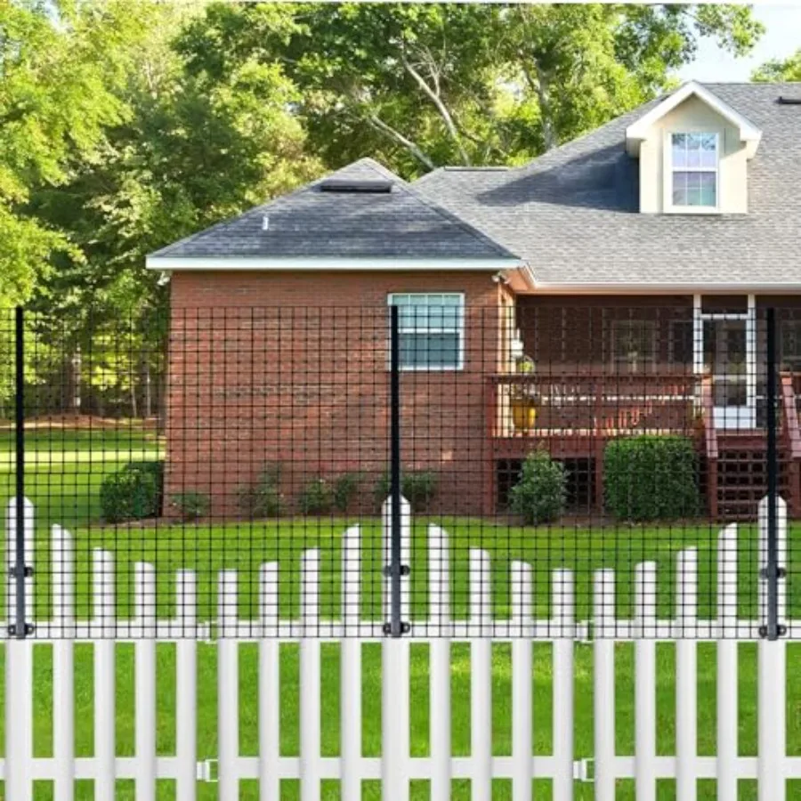50FT Wide x 4ft High Dog-Proof Fence for Brick/Wood/Vinyl/Metal Fences Pet Safe Barrier Cat-Proof Fence Topper Mesh and