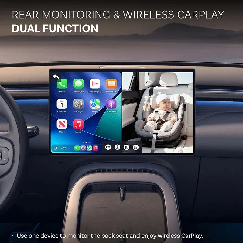 Cabin Care Wireless Carplay Adapter Baby Car Camera for Backseat 1080P 150°Wide Angle Night Vision Back‑Seat Monitor for 98% Ca