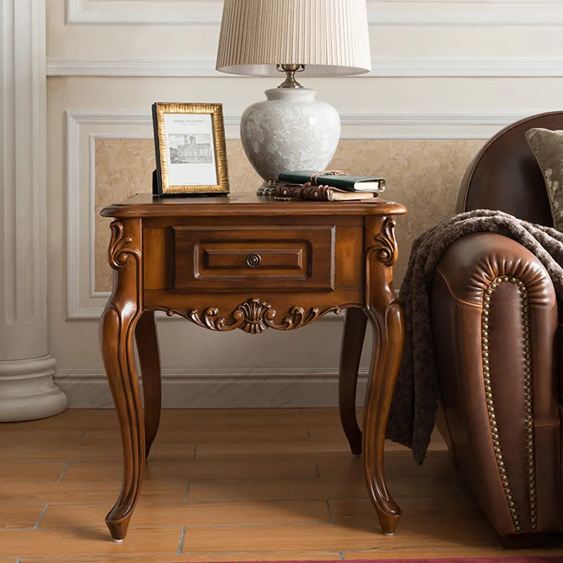 For solid wood hand-carved small apartment corner few antique sofa edge few European solid wood corner few coffee table