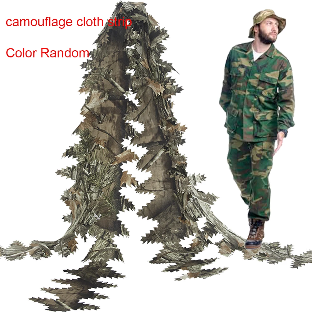 4PCS/Pack Geely Clothing Camouflage Auxiliary Cloth Strip Ghillie Hunting Strap Pursuit Role Play Use Hidden Game Accessory