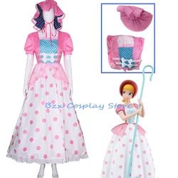 Shepherd Girl Cosplay Anime Story Bo Peep Costume Pink Princess Dress Hat Set Halloween Party Outfits for Woman Girl