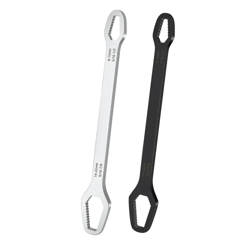 1PC 8-22mm Black Universal Multifunctional Wrench Adjustable Double Headed Plum Blossom Wrench Self Tightening Wrench Tool