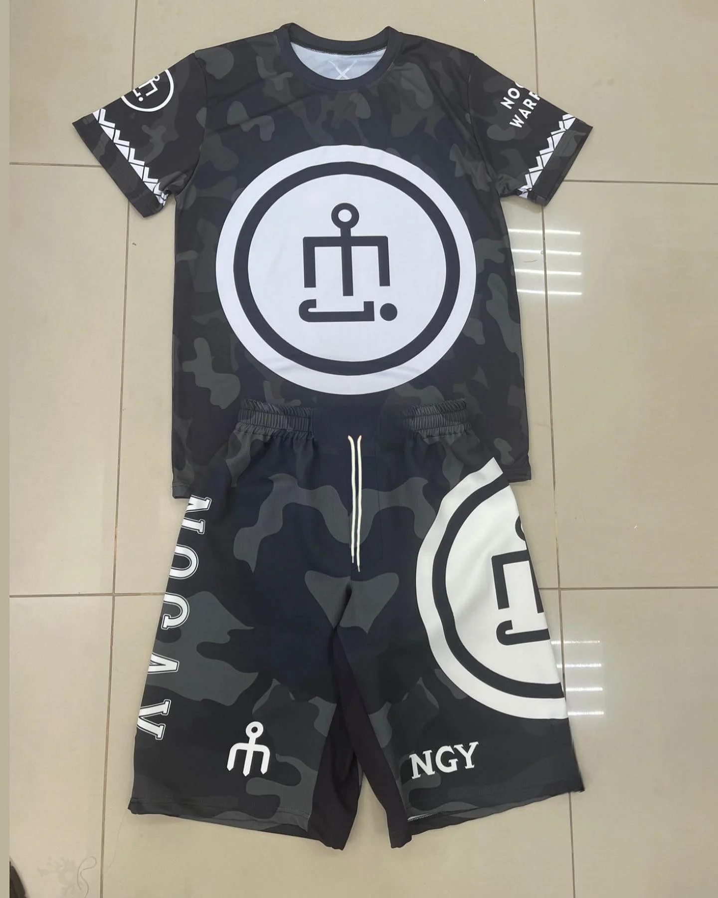 

2025 Men's Summer MMA Fighter Boxing Sports Wear Set Short Sleeved Print T-shirt And Shorts Fashionable Comfortable Sports Suit