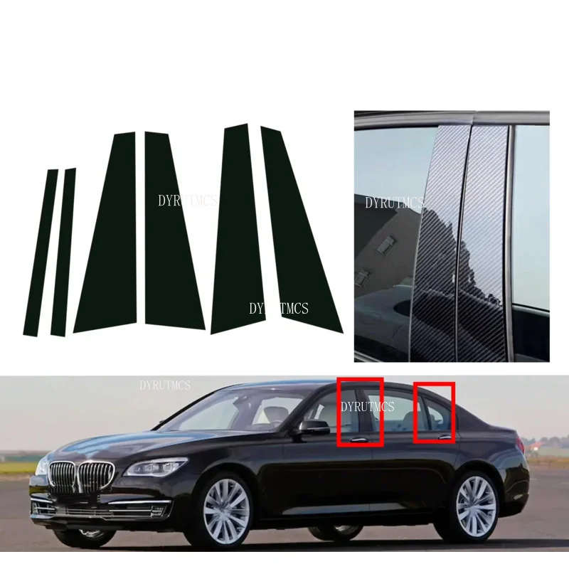 Glossy Black Pillar Posts Fit For BMW 7 Series G11 G12 2016-2022 2017 Silver Carbon Window Door Column B C Sticker Cover Trim