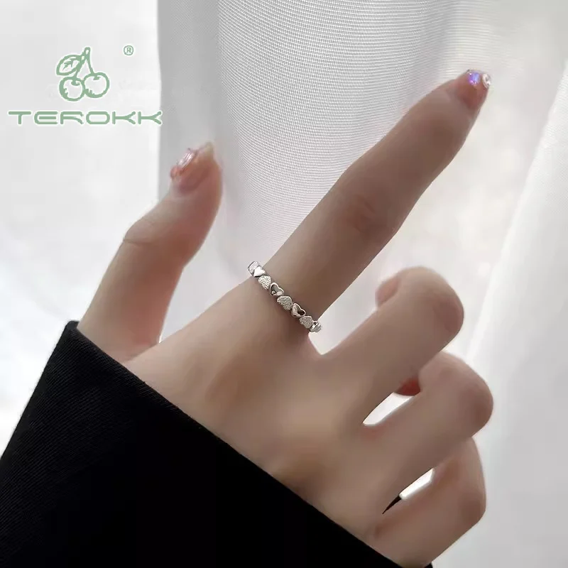 Cincin membuka hati Twing serbaguna Fashion untuk wanita gadis indah kesederhanaan temperamen Frosting cincin perhiasan hadiah