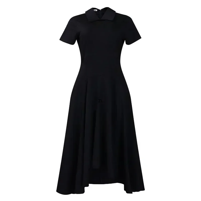 Elegant Church Dresses for Women Pleated A Line Short Sleeves Irregular Length Classy Modest African Gowns Party Occasion Female