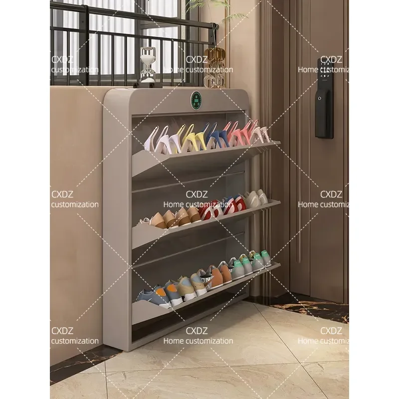 Ultra Thin Shoe Cabinet Electronic Intelligent Sterilization Disinfection Steel Tipping Bucket Entrance Storage 2025 New