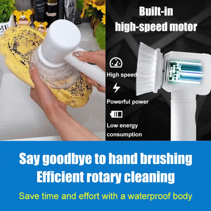 فرشاة تنظيف كهربائية متعددة الوظائف ، جهاز غسيل دوار ، أداة منزلية ، مطبخ وحمام ، 3 في 1