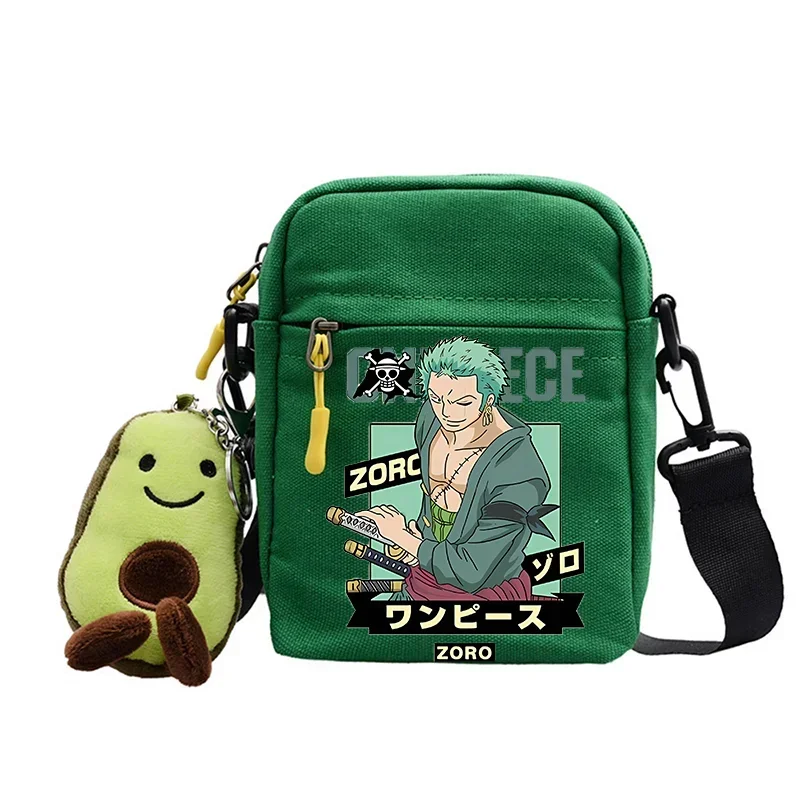 One Piece Crossbody Bags Canvas Anime Cartoon Luffy Print Shoulder Bag Square Pack Fashion Storage Pockets Boys Birthday Gifts