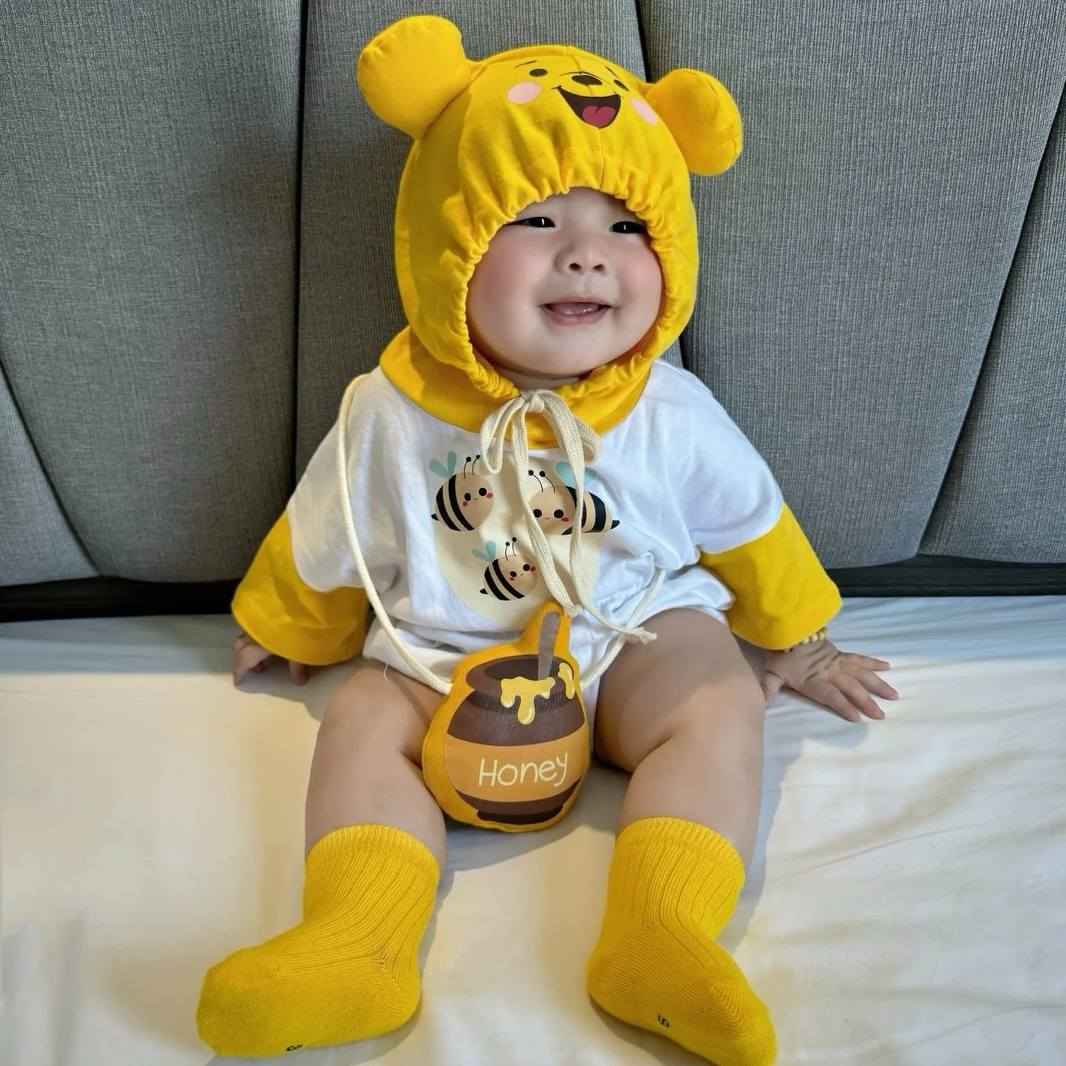 女の赤ちゃん男の子ハロウィン衣装動物ロールプレイイエローベアコスプレ孵化ジャンプスーツコスチューム衣装子供ハロウィン