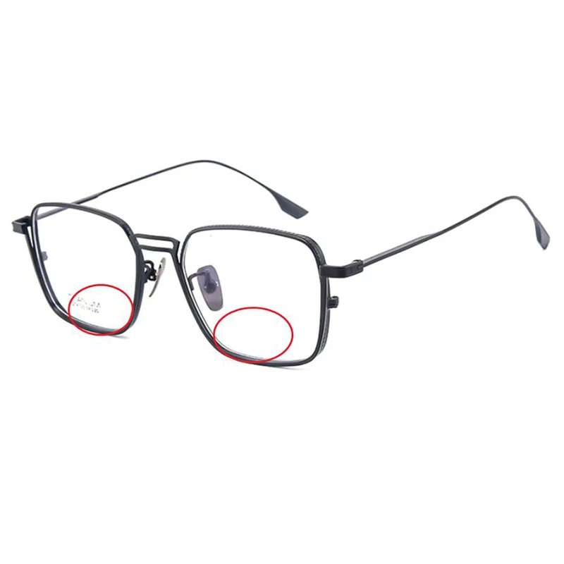 الرجال اليدوية الرجعية خفيفة التيتانيوم النقي مربع مكافحة الضوء الأزرق ثنائية البؤرة نظارات للقراءة مد البصر نظارات نظارات قريبة بعيدا