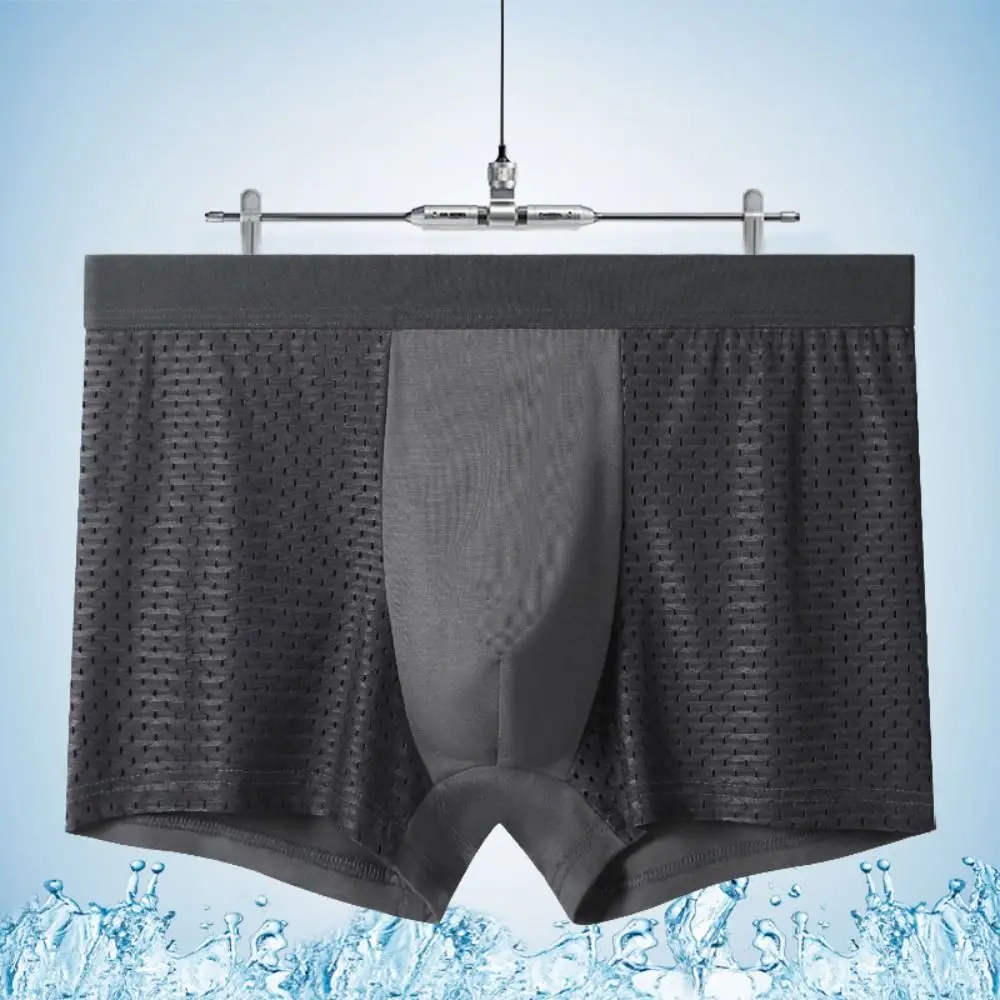 4Pcs Fashion Modal Men Mesh Boxers Panties Hollow Seamless Boxer Shorts Underpants Breathable Underwear for Men Male