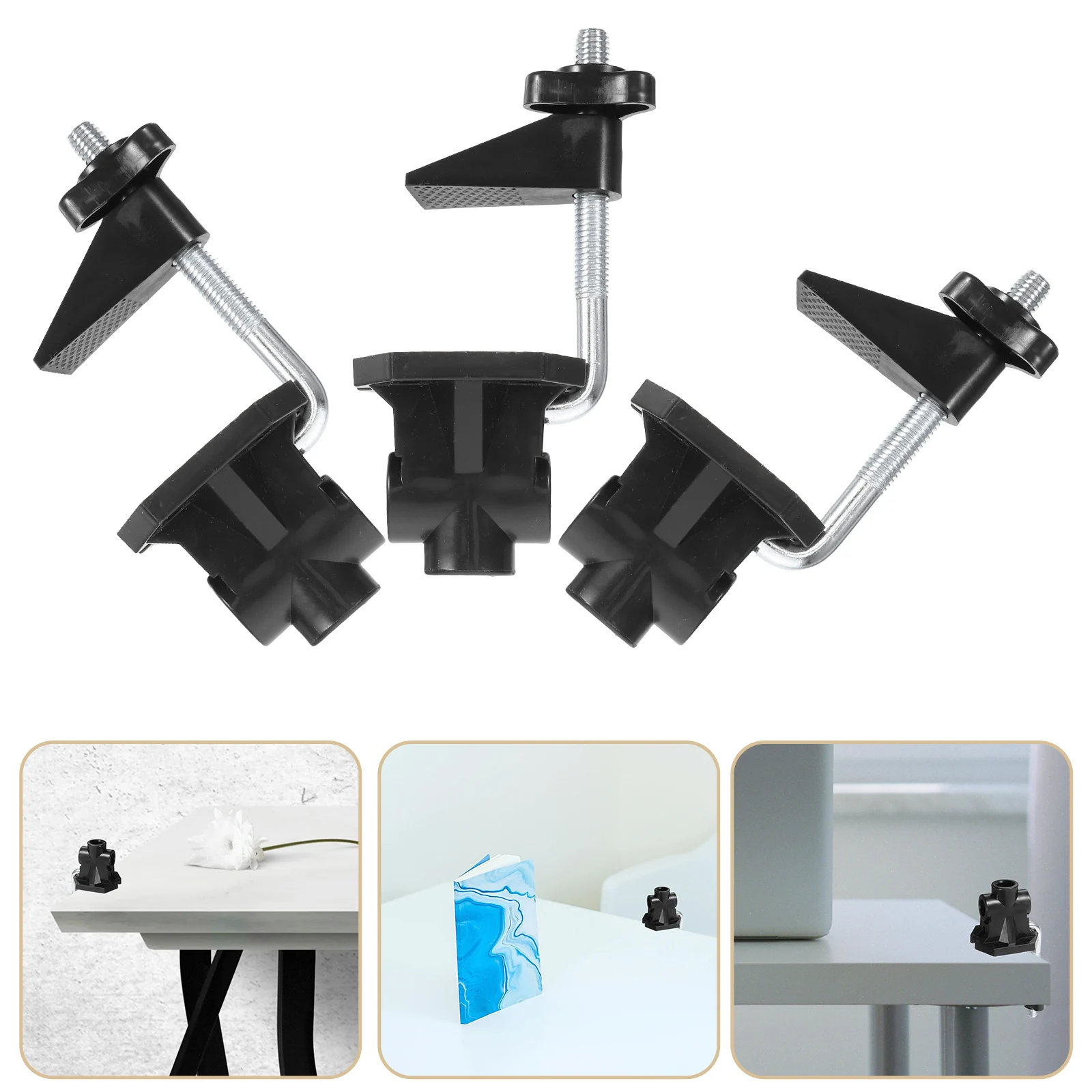 

6 Pcs Clip on Desk Lamp Black Clamp Workbench Table Holder Plastic Desktop Mount