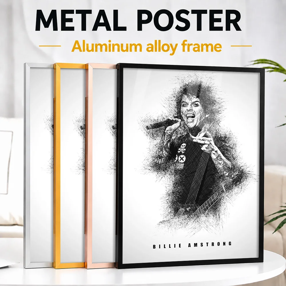 Billie Joe Armstrong Singing Framed Aluminum Metal Poster Personalized Sketch Drawing Wall Art For Home Studio And Record Room