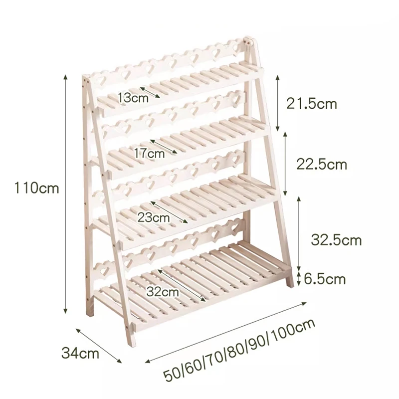 Estantes nórdicos para plantas de madera, estantes para plantas multicapa plegables y portátiles para balcón, muebles para interiores, soporte FYPS