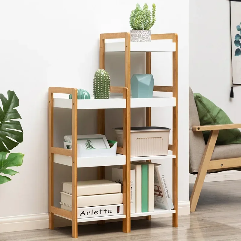 

Bathroom Standing Shelf Bathroom Vanity Floor Standing Shelf Storage Bamboo Ladder Bookshelf 4 Tier Shelf Wood Organizer Rack