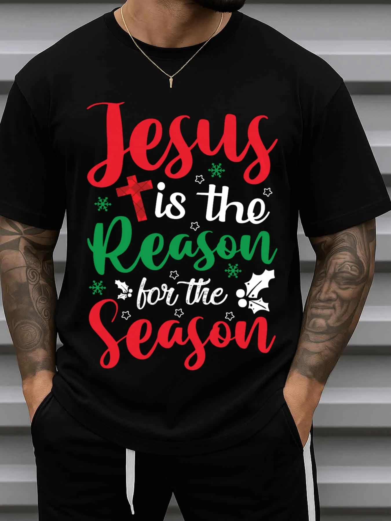 Men's 180g Pure Jesus Print T-Shirt - Casual Loose Short Sleeve Church Shirt, Pastor's Christmas Gift, Religious Apparel