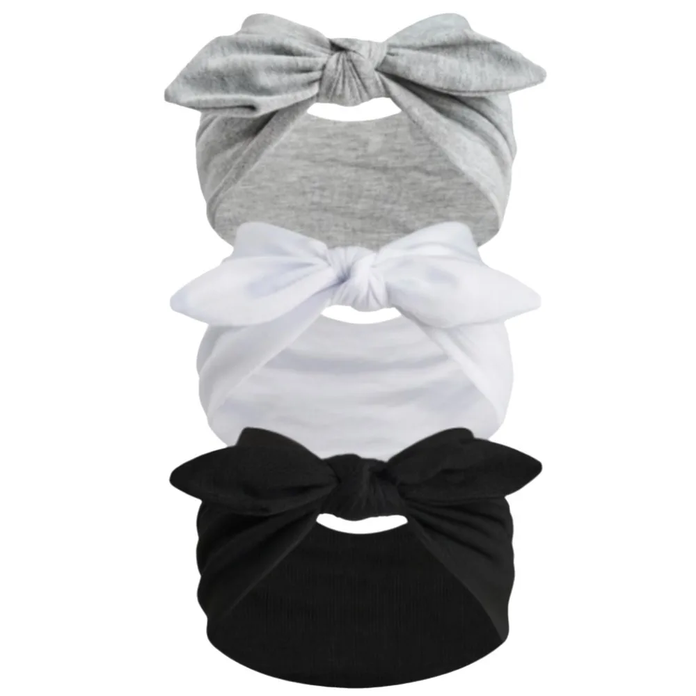 3pcs Minimalist Non-Slip Bow Knot Hairband Soft Elastic Rabbit Ear Headband Sweat Wicking Solid Color Head Scarf Exercise