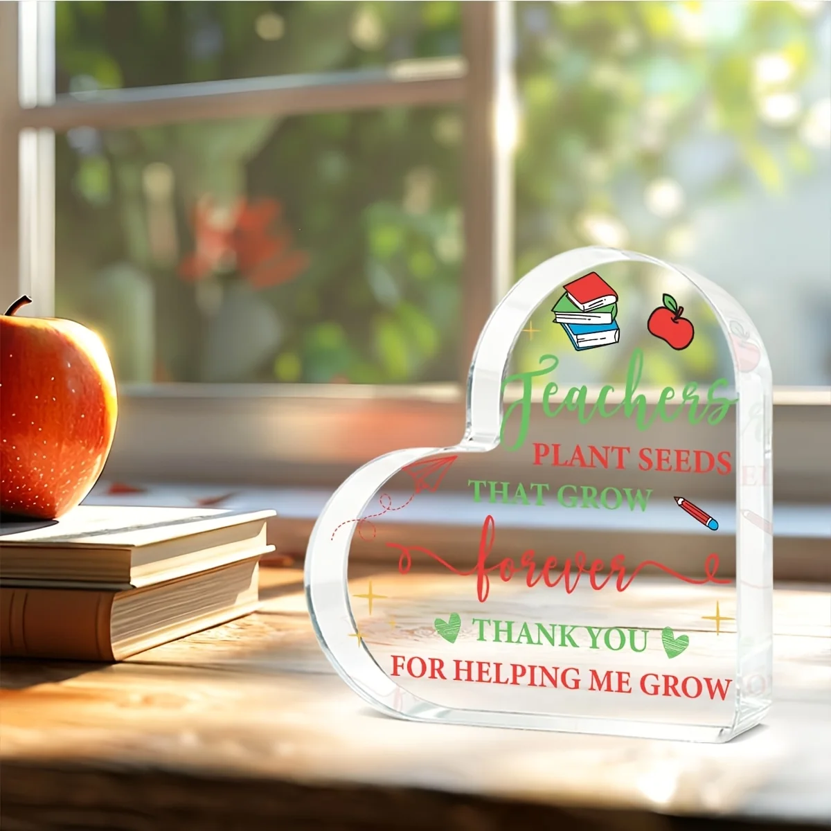 Teacher Appreciation Gifts Teacher Gifts for Women Men Acrylic Heart Gift 4×4 Inch for Birthday Christmas Teachers Retirement